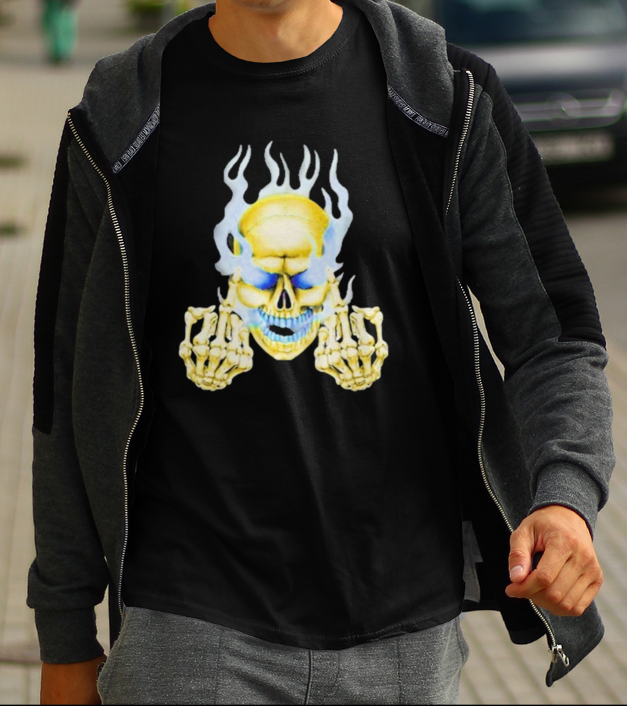 Skull Babbitt Revived Flaming Skeletal Embrace T-Shirt