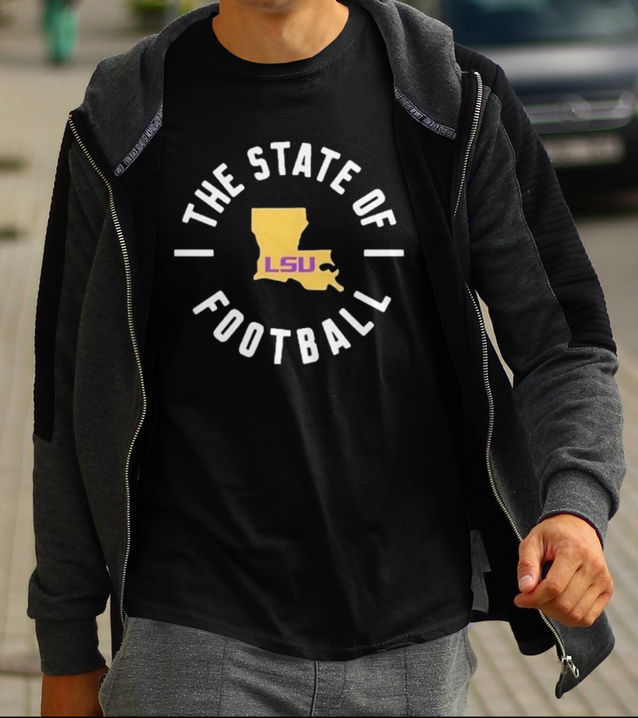 The State Of Football LSU Louisiana Map T-Shirt
