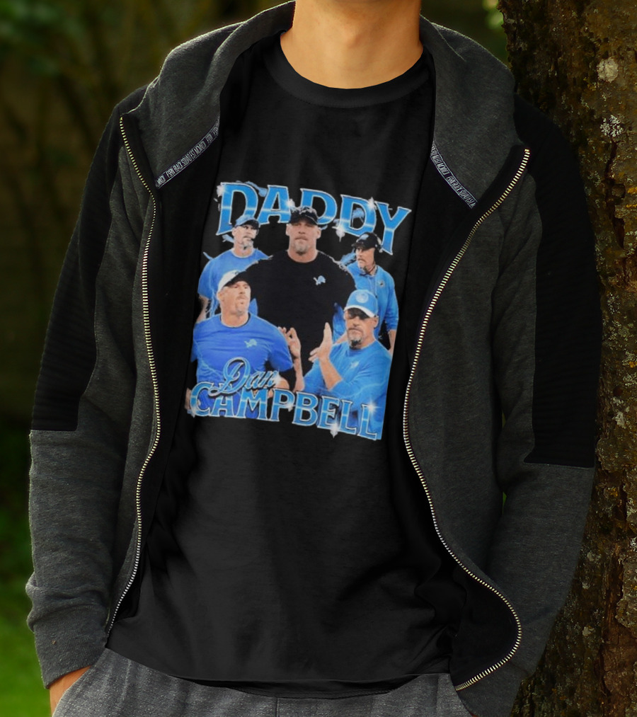 Daddy Dan Campbell Detroit Lions Football Coach Collage T-Shirt