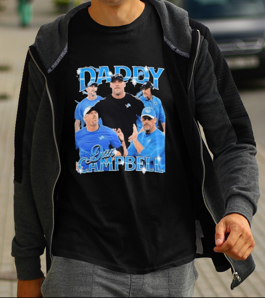 Daddy Dan Campbell Detroit Lions Football Coach Collage T-Shirt