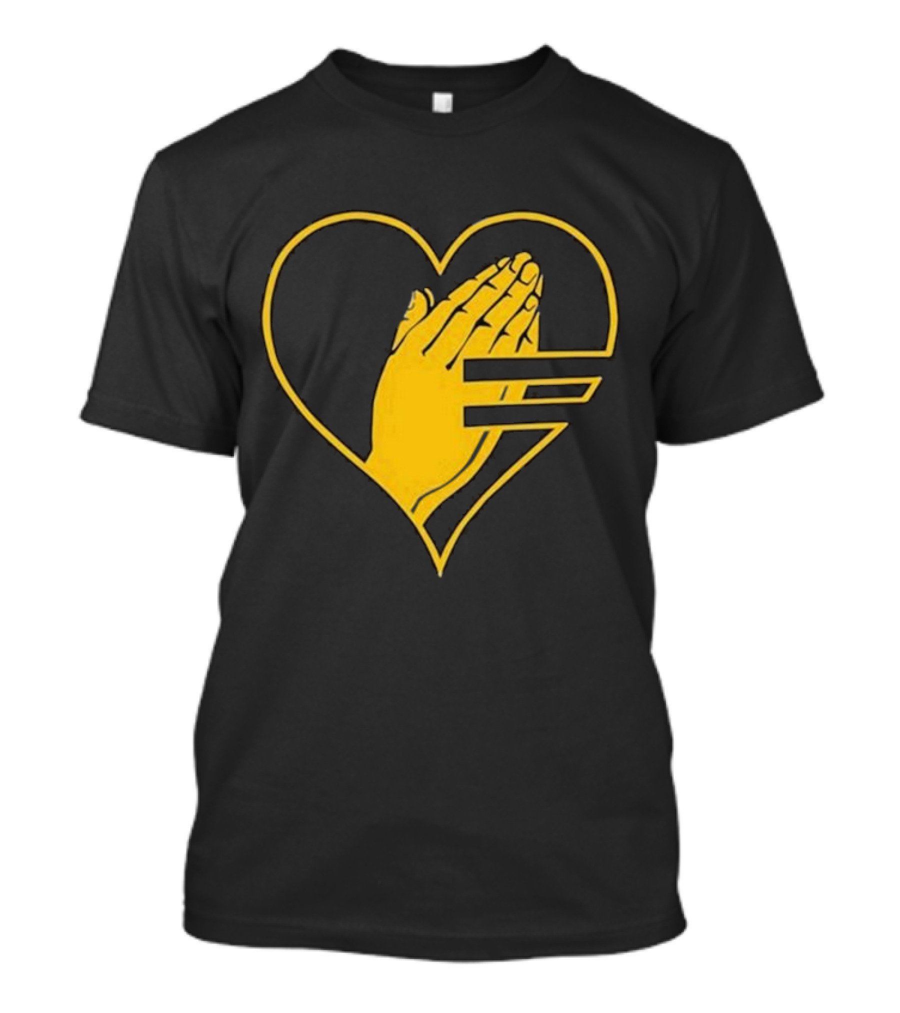 God Is Love Heart Praying Hands Yellow Equality T-Shirt