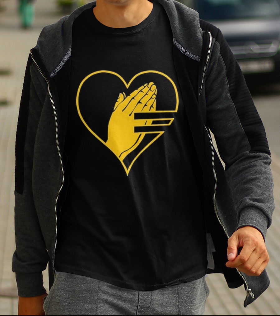 God Is Love Heart Praying Hands Yellow Equality T-Shirt