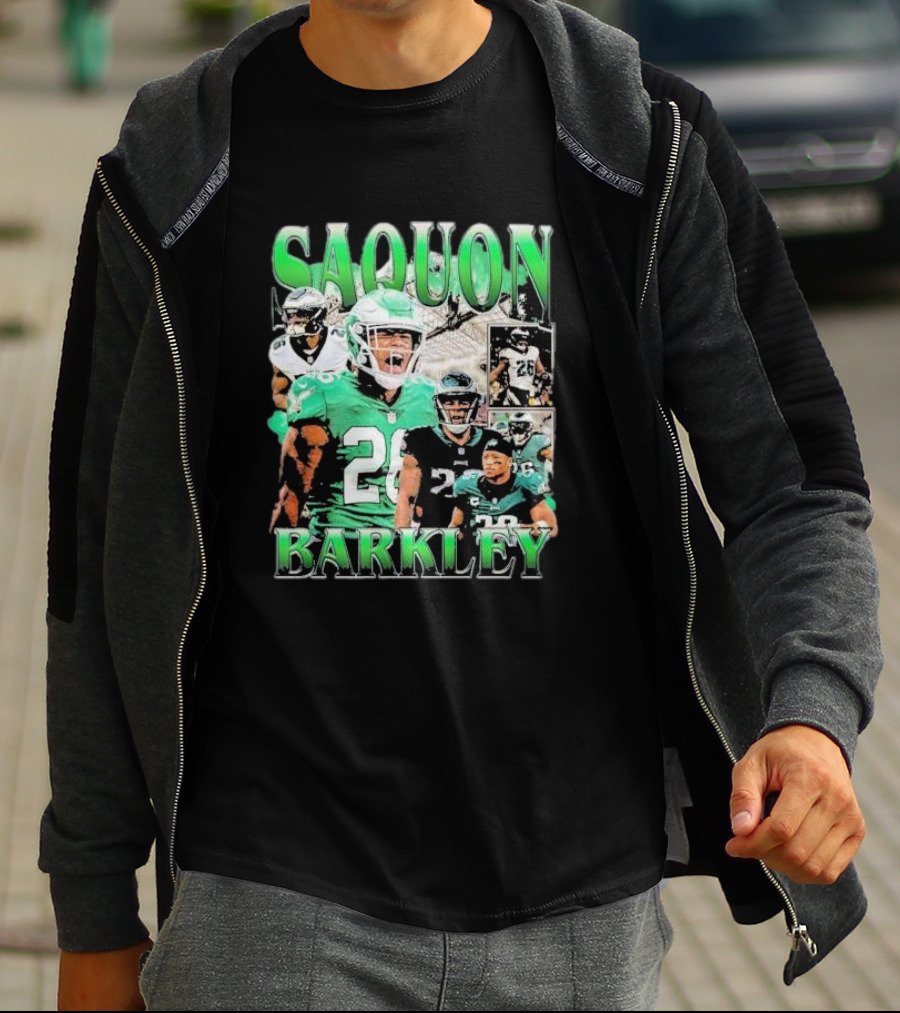 SAQUON BARKLEY Players In Green And Black Jersey Collage T-Shirt