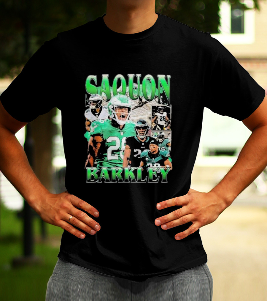 SAQUON BARKLEY Players In Green And Black Jersey Collage T-Shirt