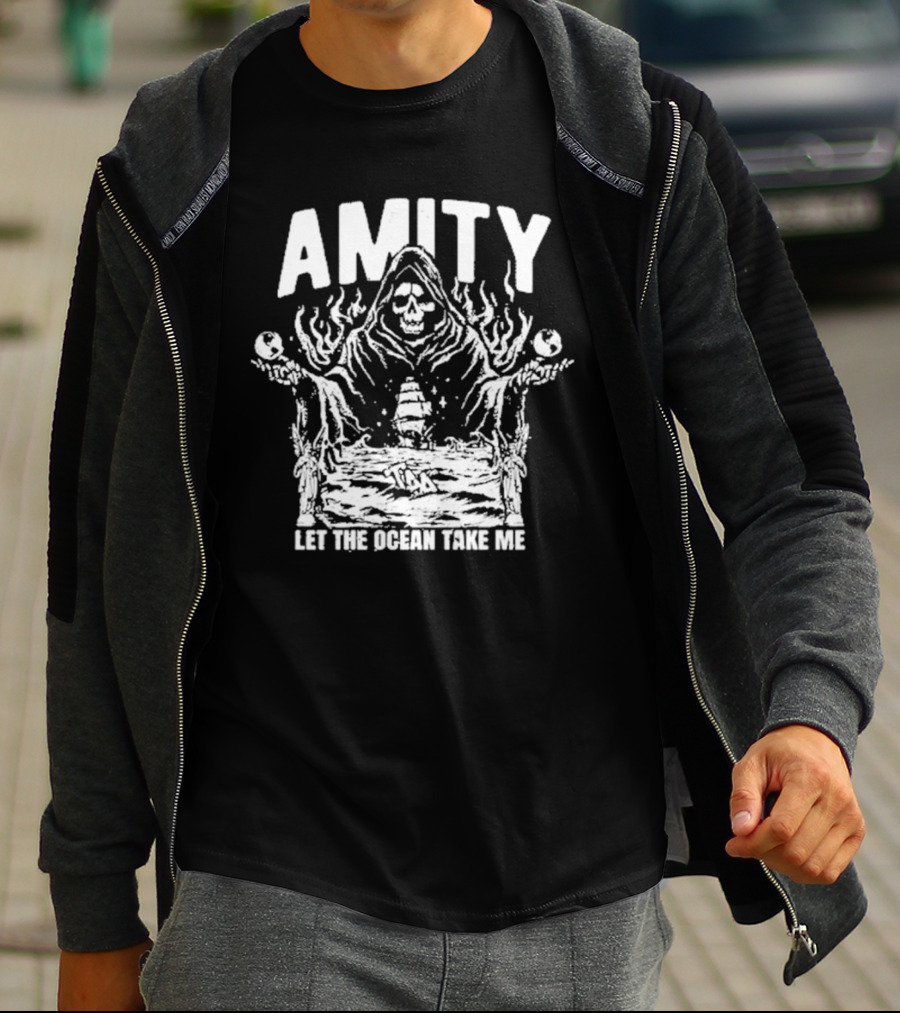 AMITY Let The Ocean Take Me Grim Reaper Ship Skull T-Shirt