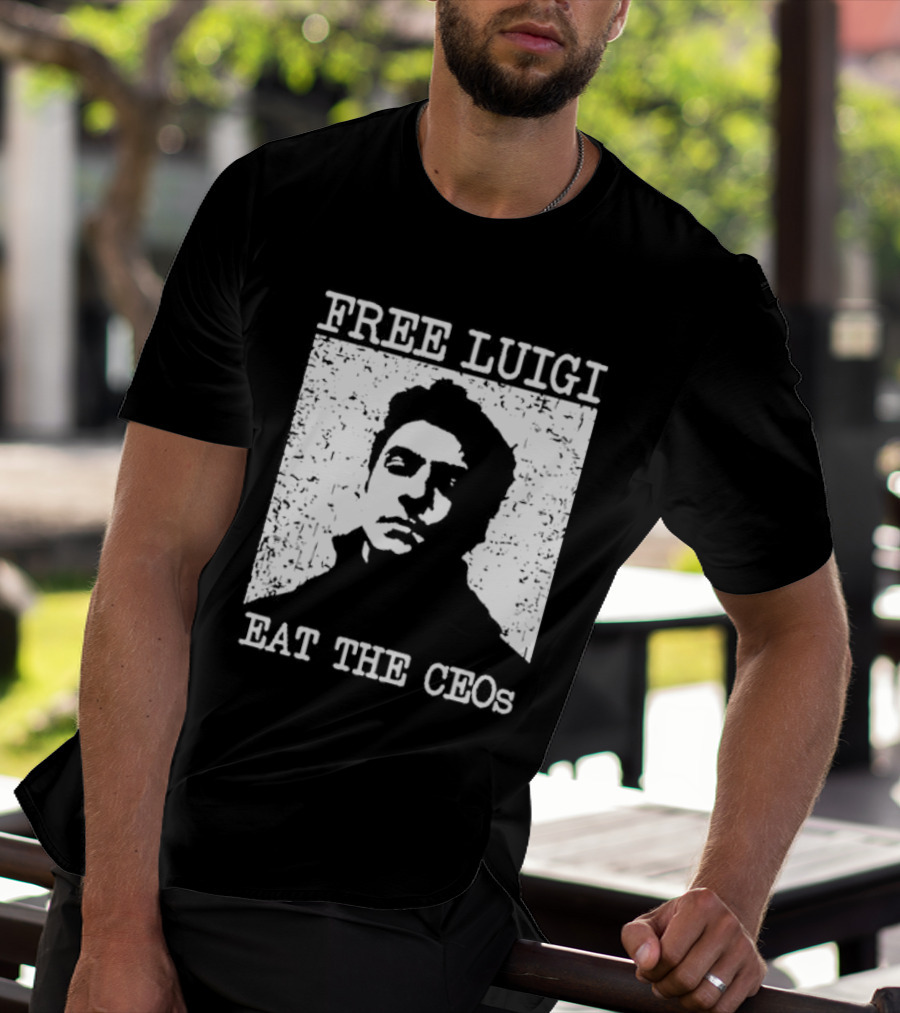 Free Luigi Eat The CEOs Stencil T-Shirt