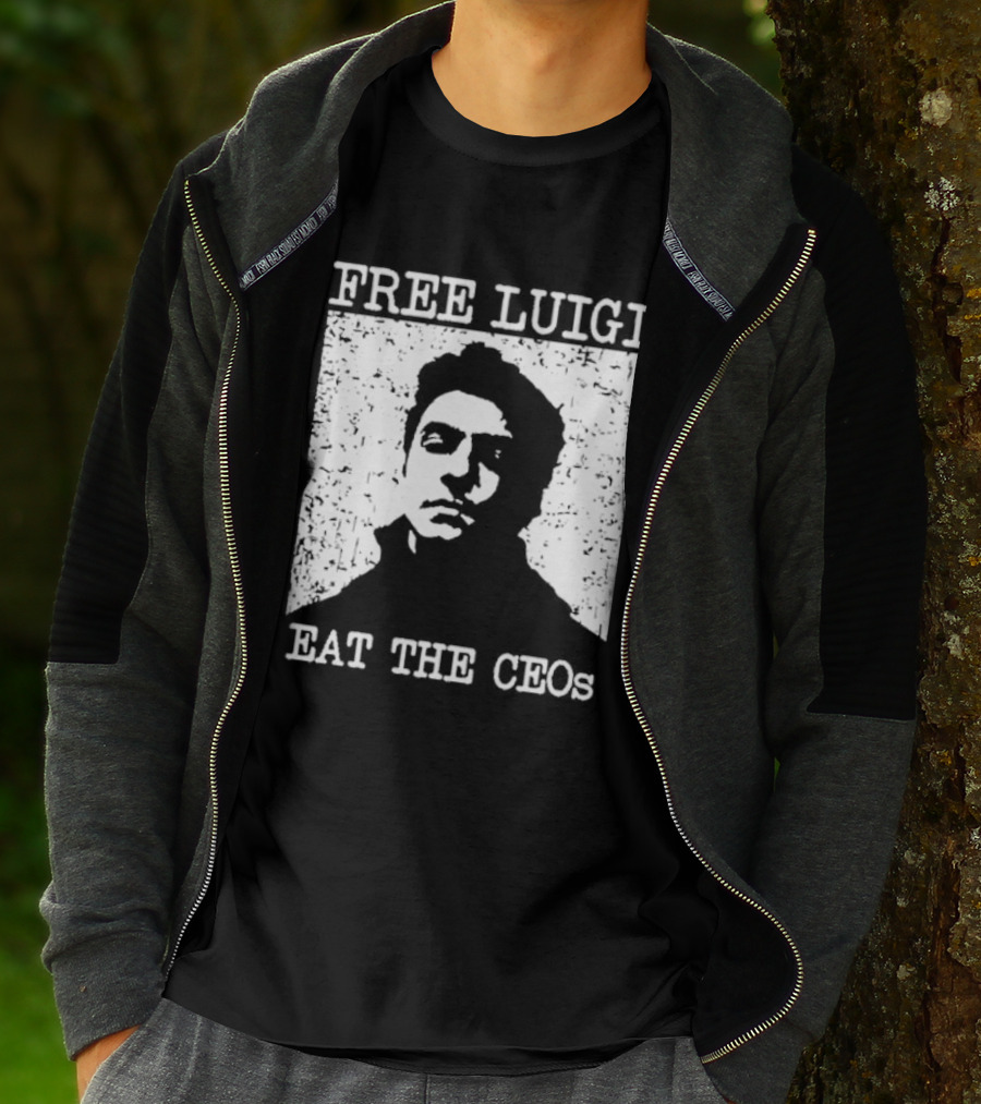 Free Luigi Eat The CEOs Stencil T-Shirt