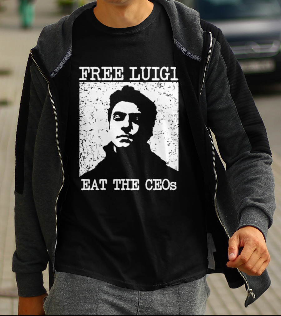 Free Luigi Eat The CEOs Stencil T-Shirt