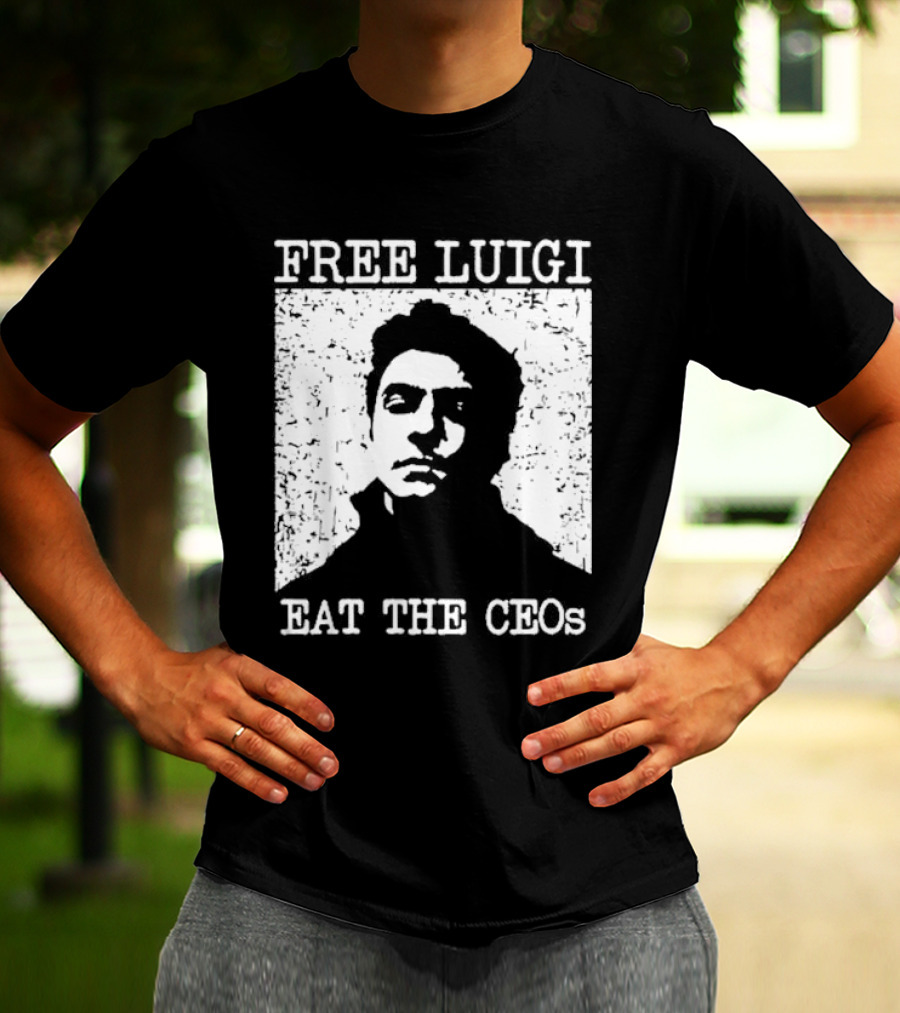 Free Luigi Eat The CEOs Stencil T-Shirt