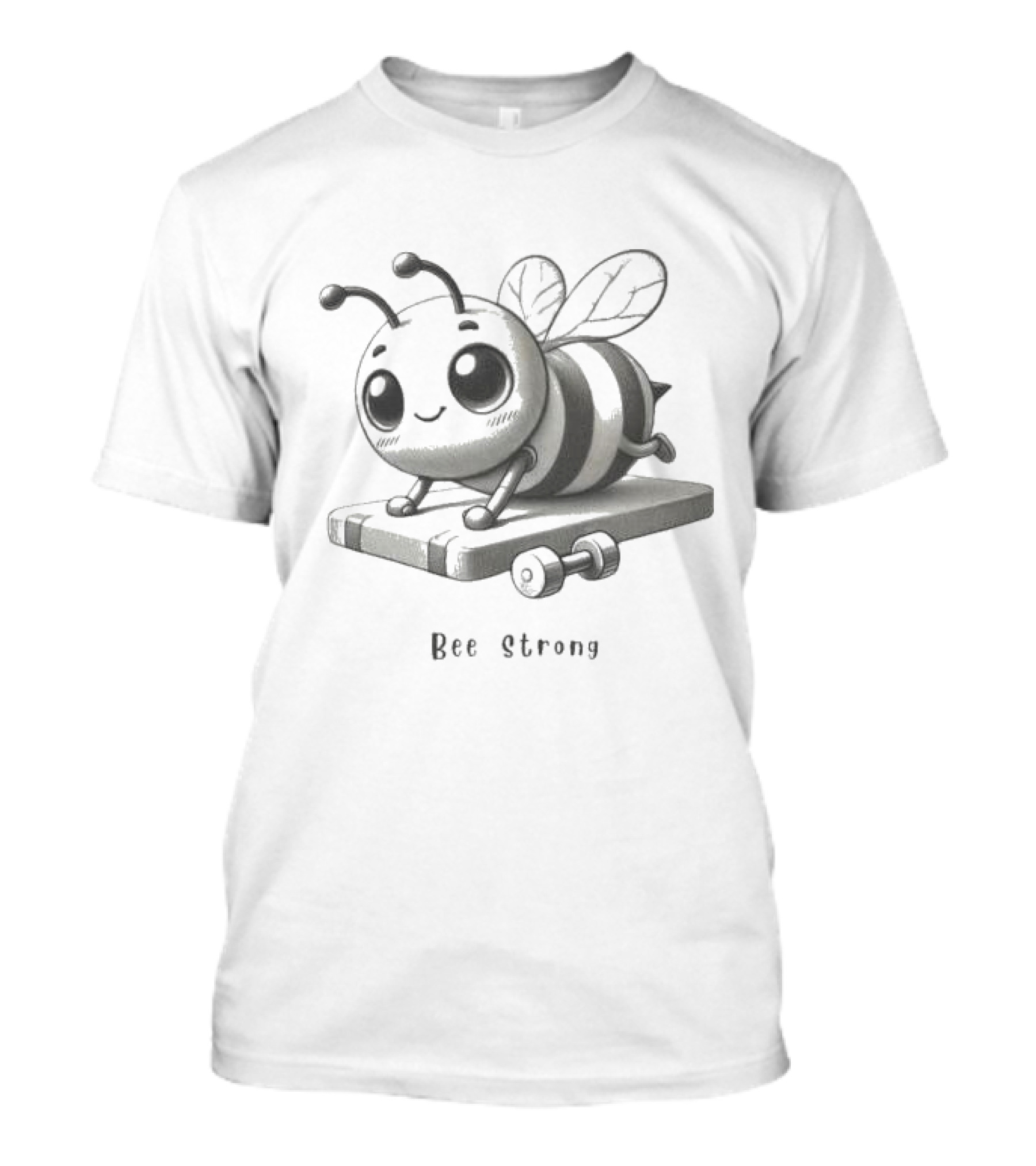 Bee Strong Motivational Cartoon Bee Lifting Weights T-Shirt
