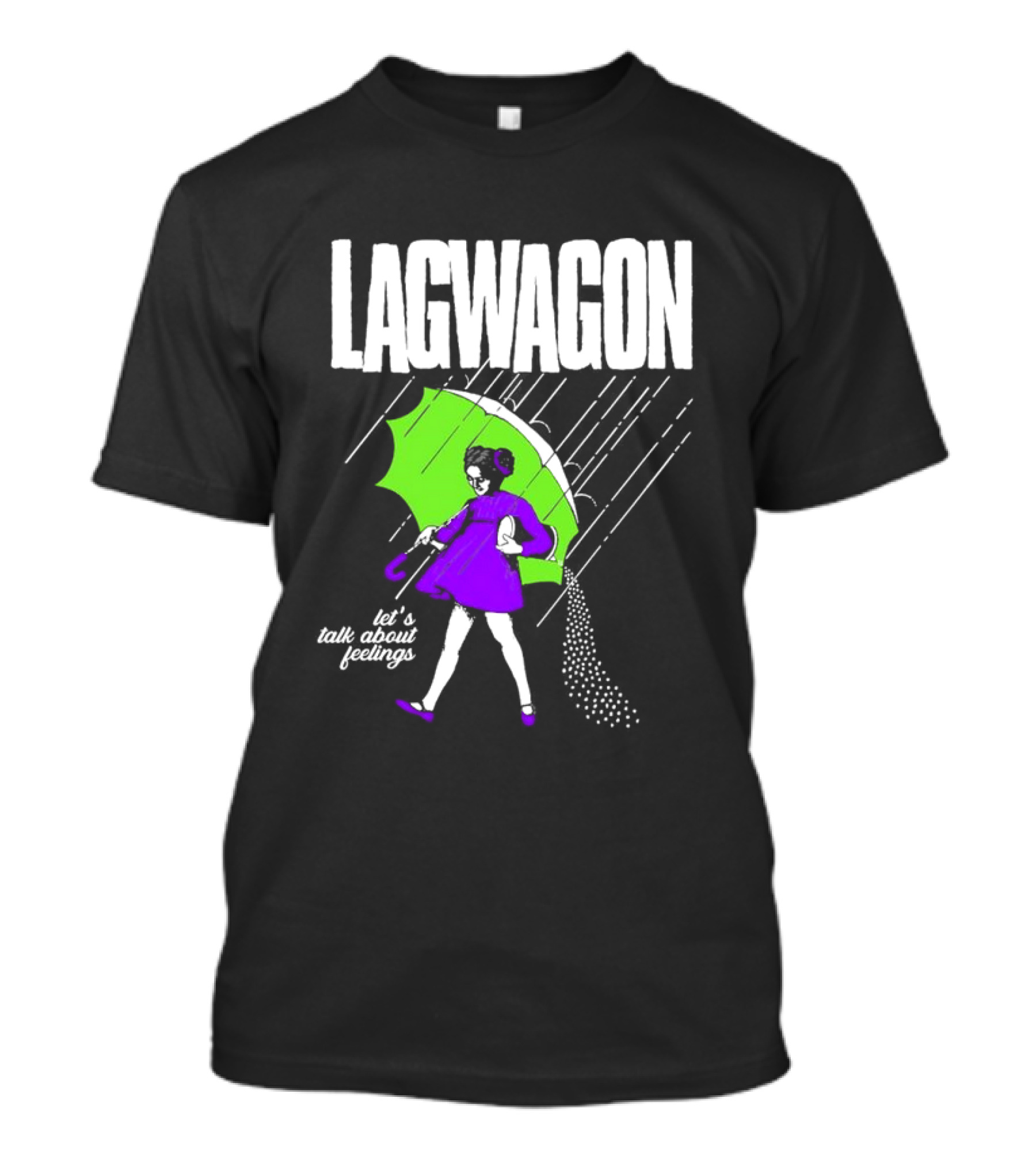 Lagwagon Let’s Talk About Feelings Green Umbrella Rain Girl Salty T-Shirt