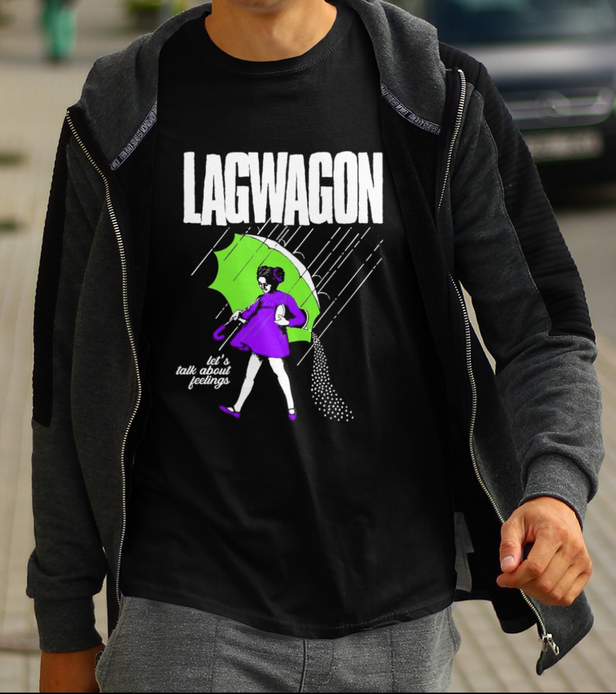 Lagwagon Let’s Talk About Feelings Green Umbrella Rain Girl Salty T-Shirt
