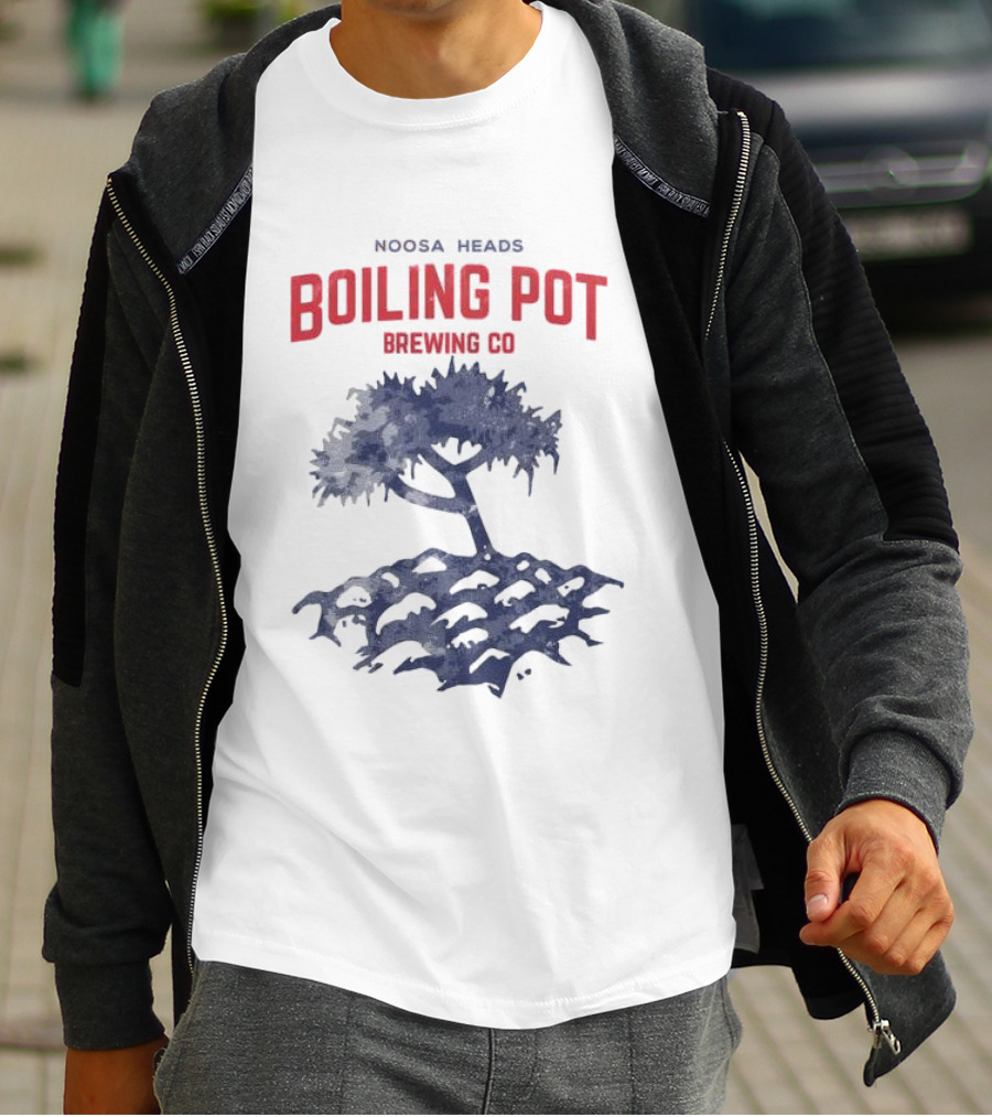 Noosa Heads Boiling Pot Brewing Co Tree And Waves T-Shirt