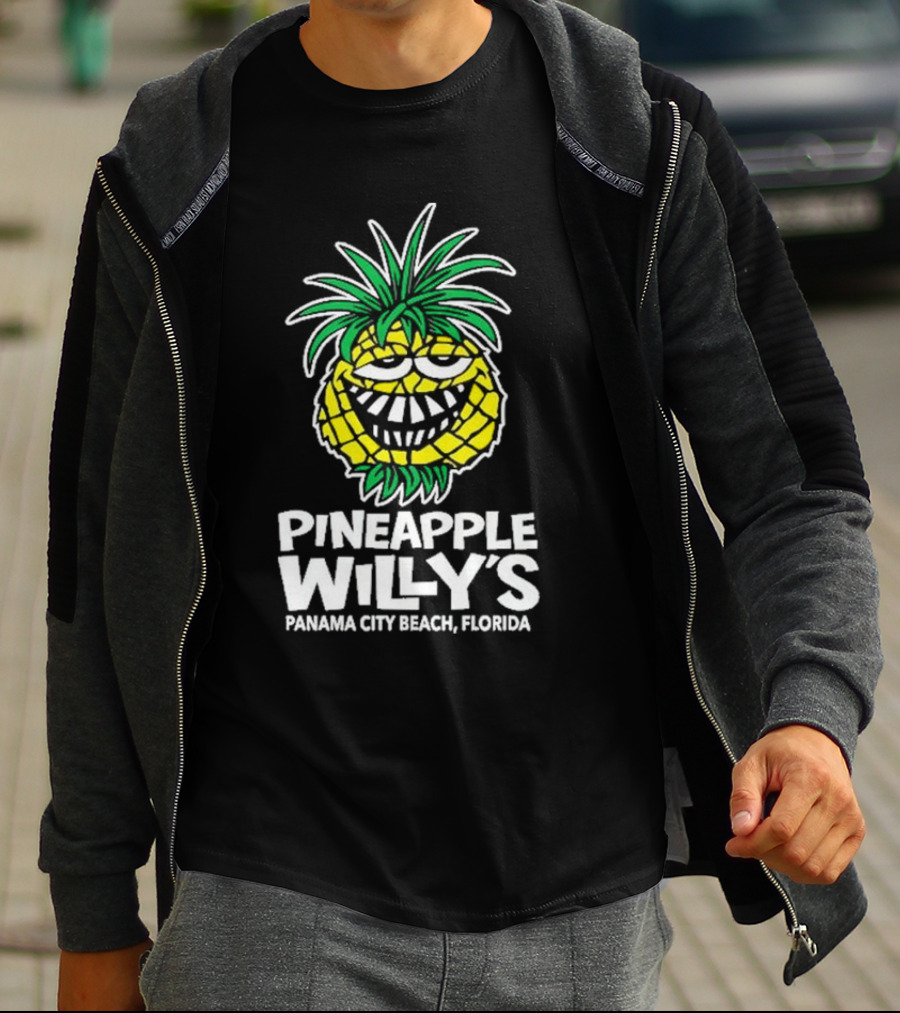 Pineapple Willy's Panama City Beach Florida Smiling Pineapple Face T-Shirt