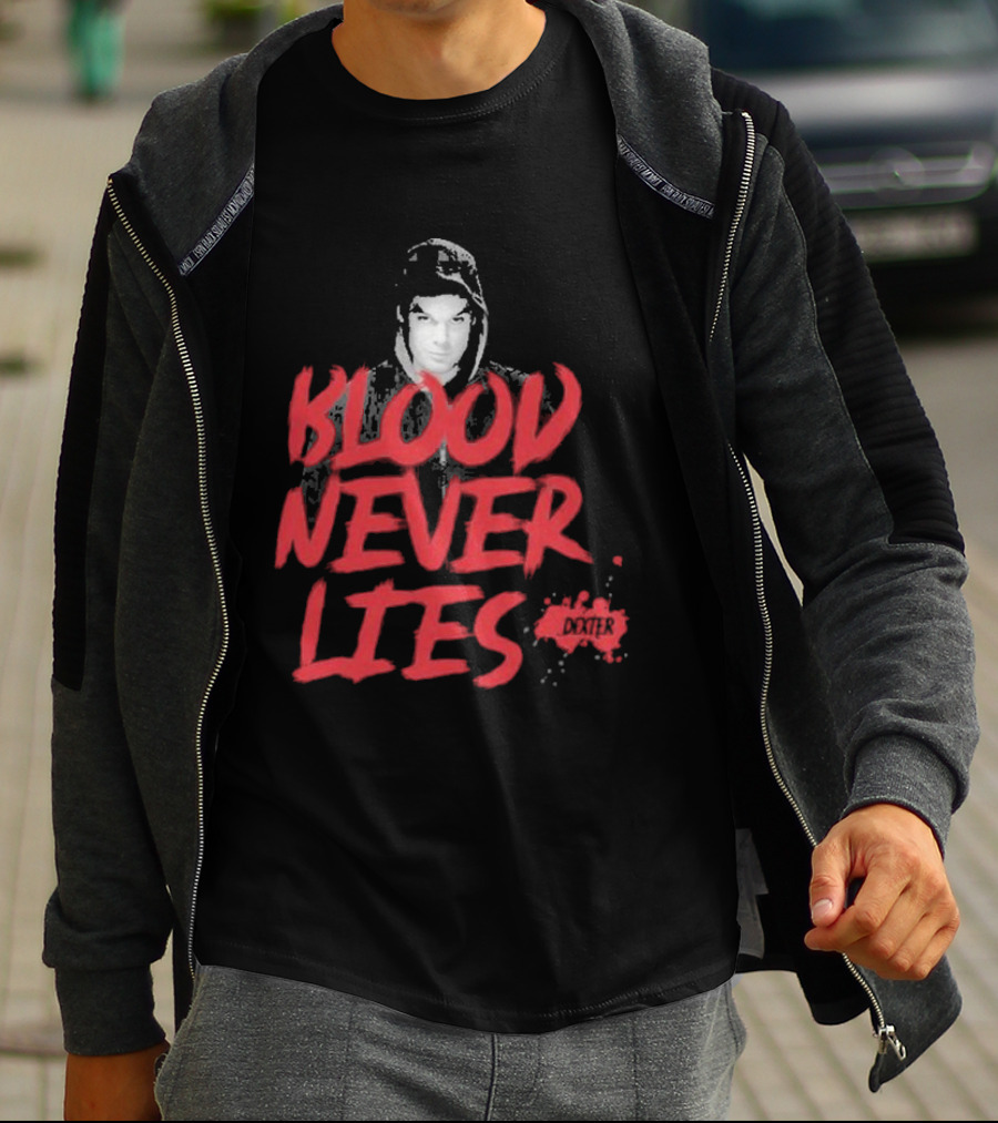 Dexter Blood Never Lies Hoodie Portrait Spatter T-Shirt