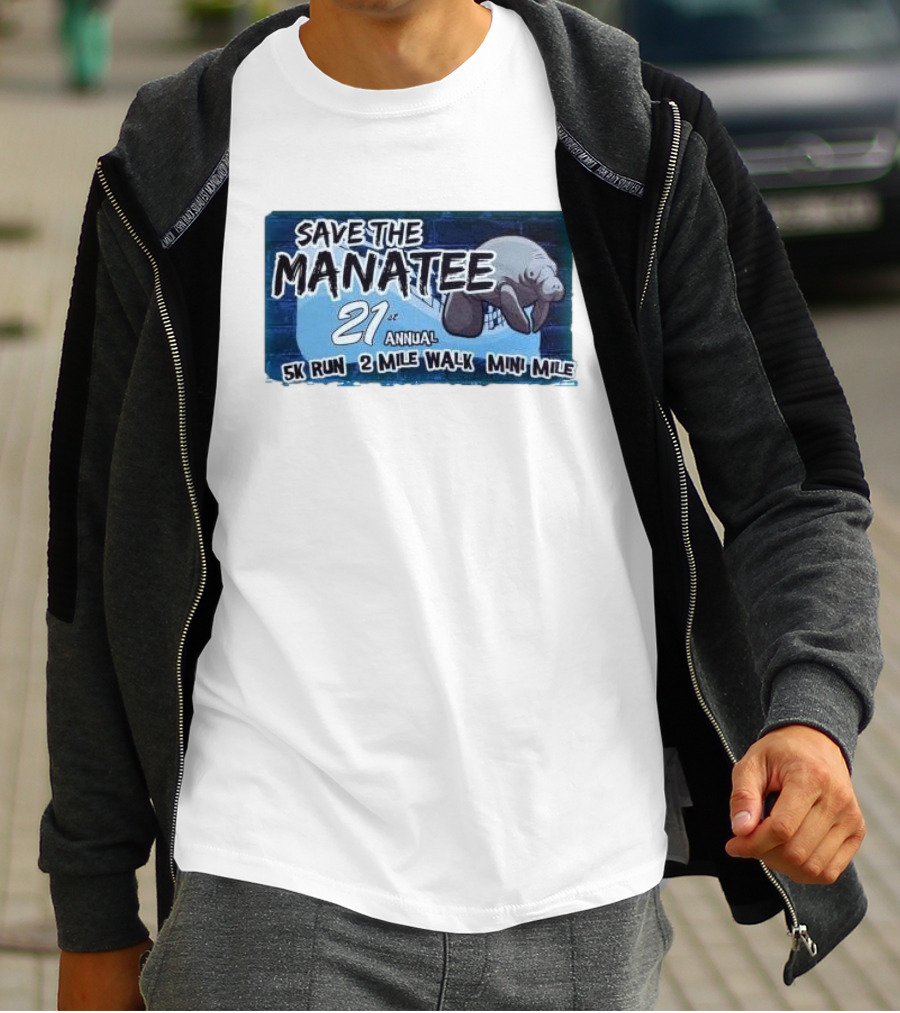Save The Manatee 21st Annual 5K Run 2 Mile Walk Mini Mile T-Shirt