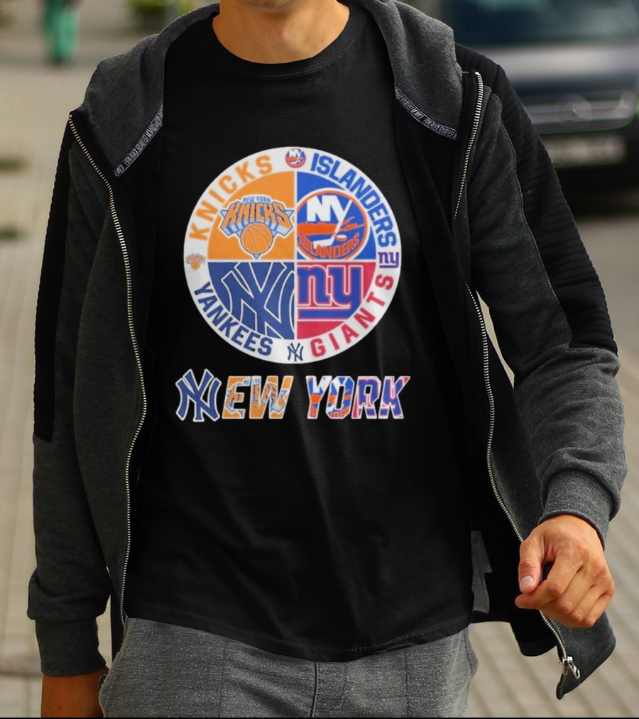 New York Knicks Islanders Yankees Giants Sports Fan Collection T-Shirt
