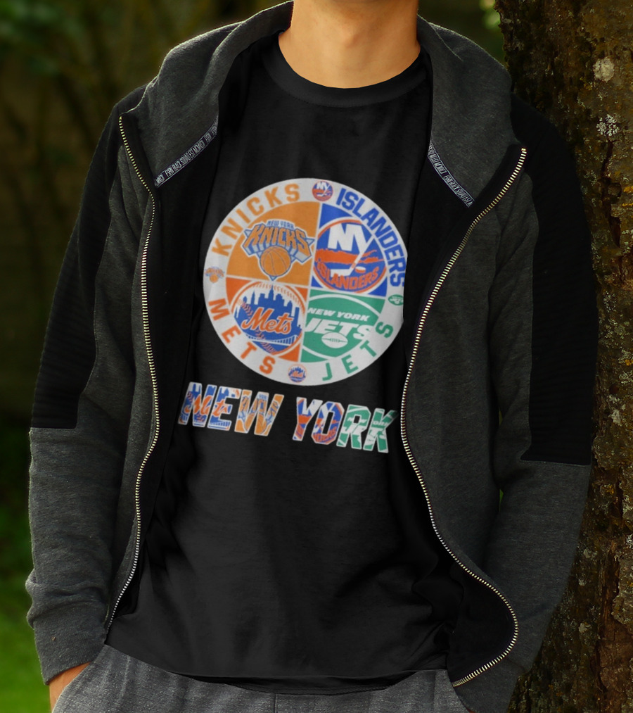 Knicks Islanders Mets Jets New York Sports Team Collaboration T-Shirt