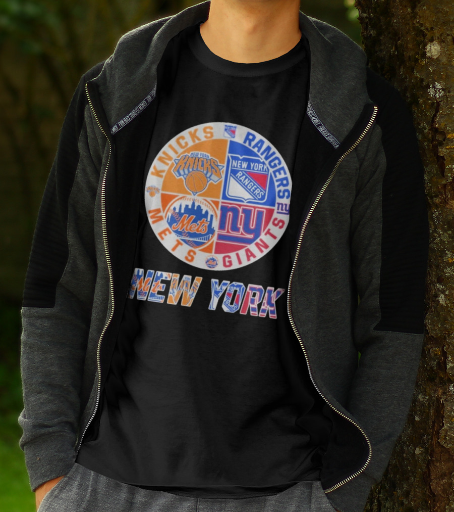 New York Knicks Rangers Mets Giants Mashup T-Shirt