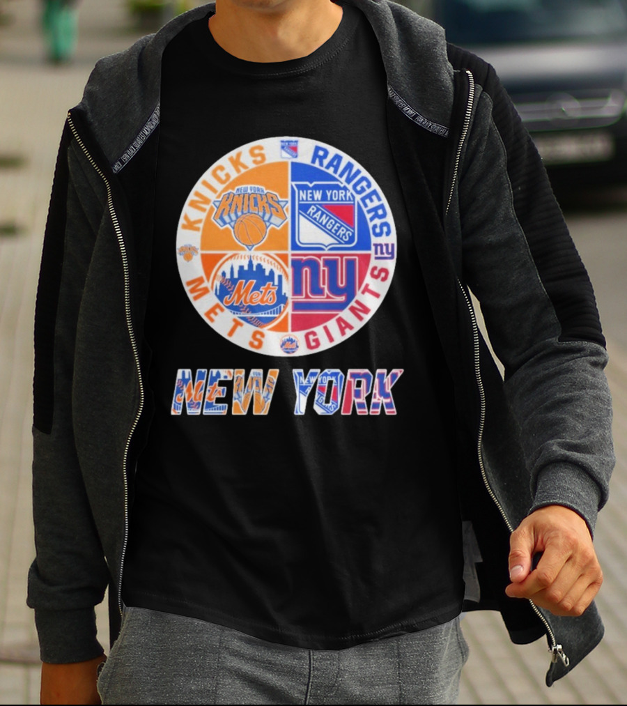 New York Knicks Rangers Mets Giants Mashup T-Shirt