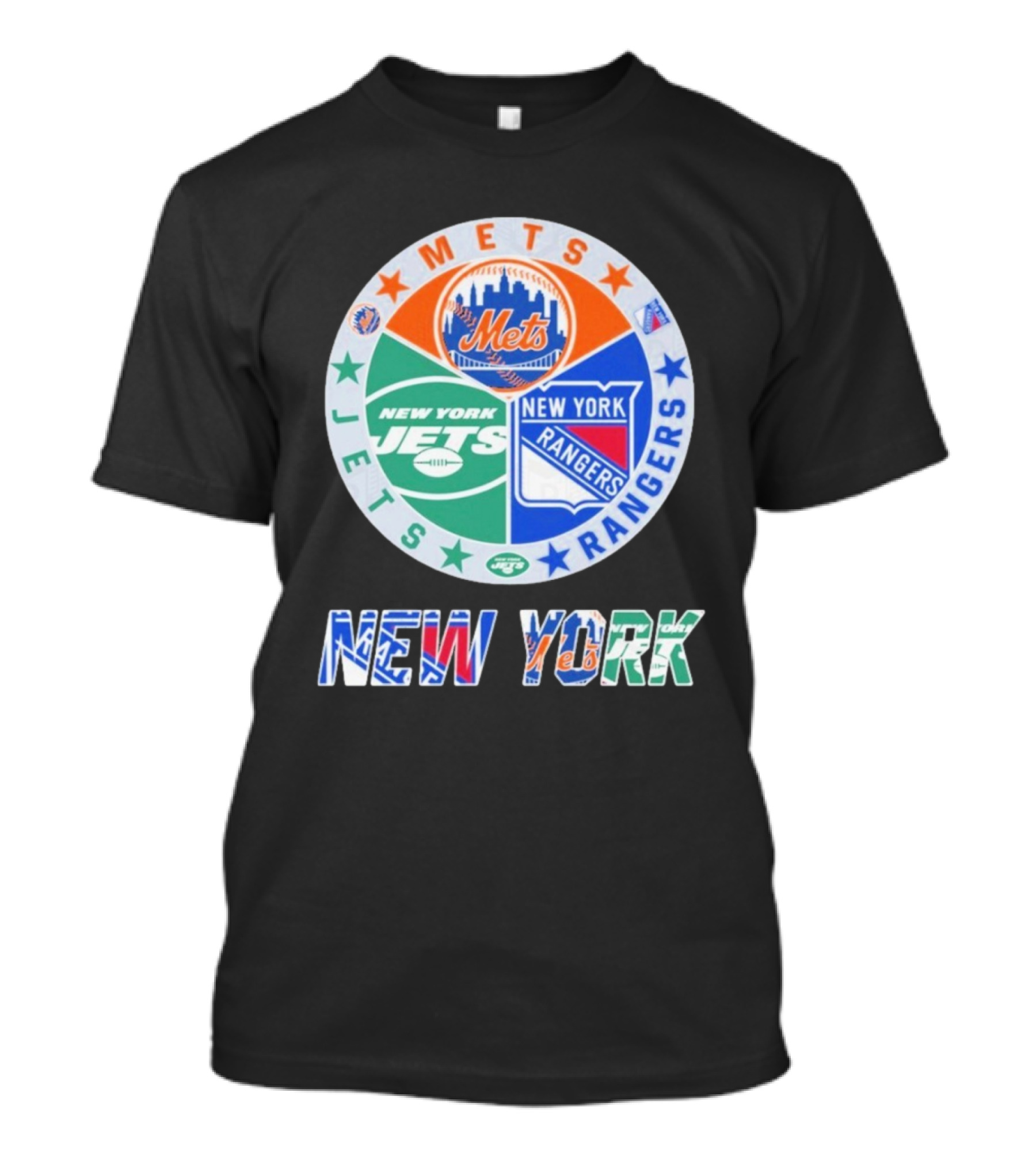 New York Mets Jets Rangers Logo Collaboration T-Shirt