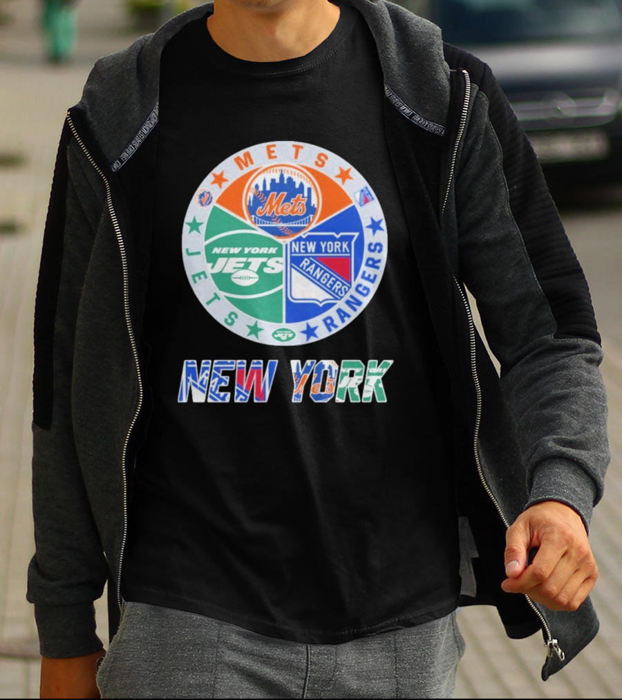 New York Mets Jets Rangers Logo Collaboration T-Shirt