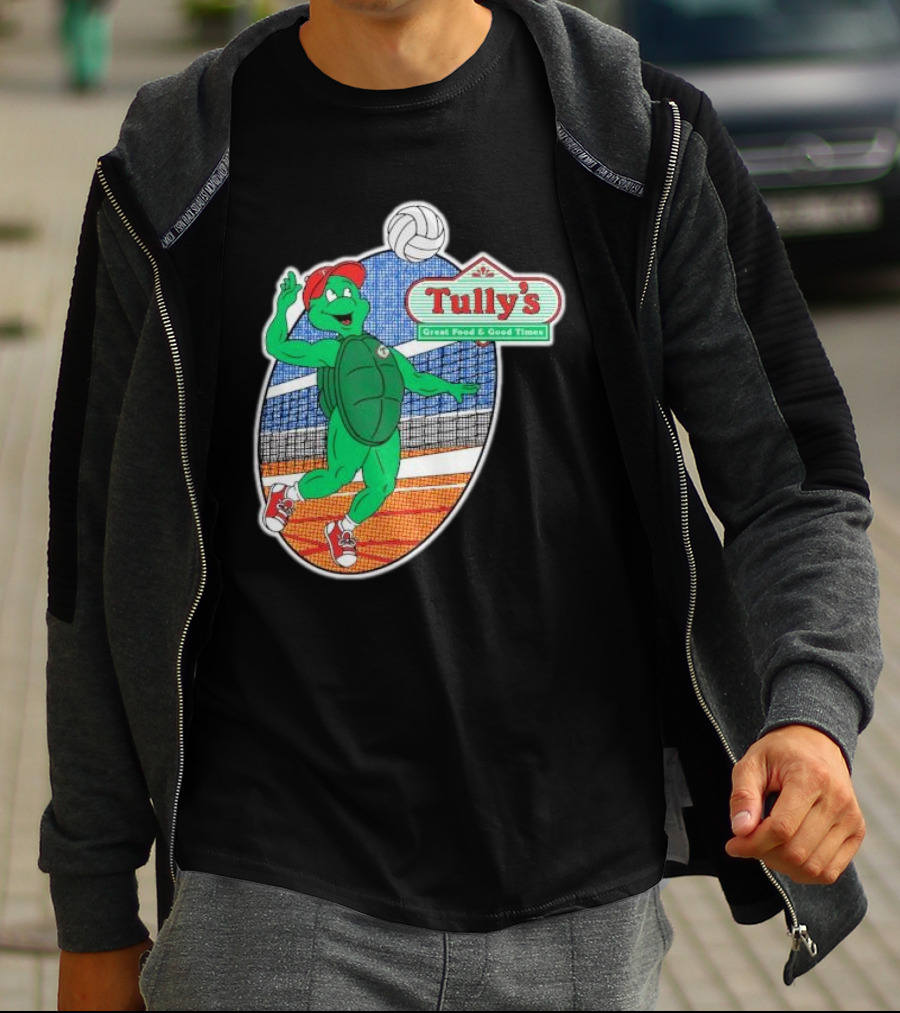 Tully’s Volleyball Great Food And Good Times Turtle Player T-Shirt