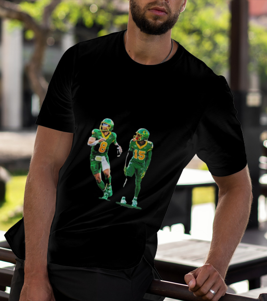 Oregon Ducks No 1 Seed College Football Playoff Players In Green Uniforms T-Shirt