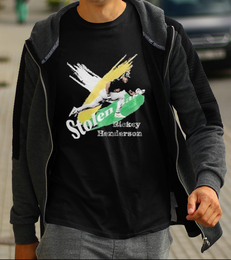 Rickey Henderson Stolen Base Dynamic Action T-Shirt