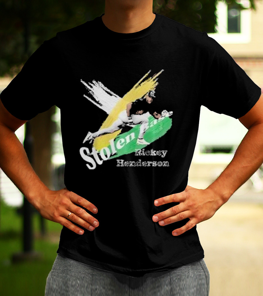Rickey Henderson Stolen Base Dynamic Action T-Shirt