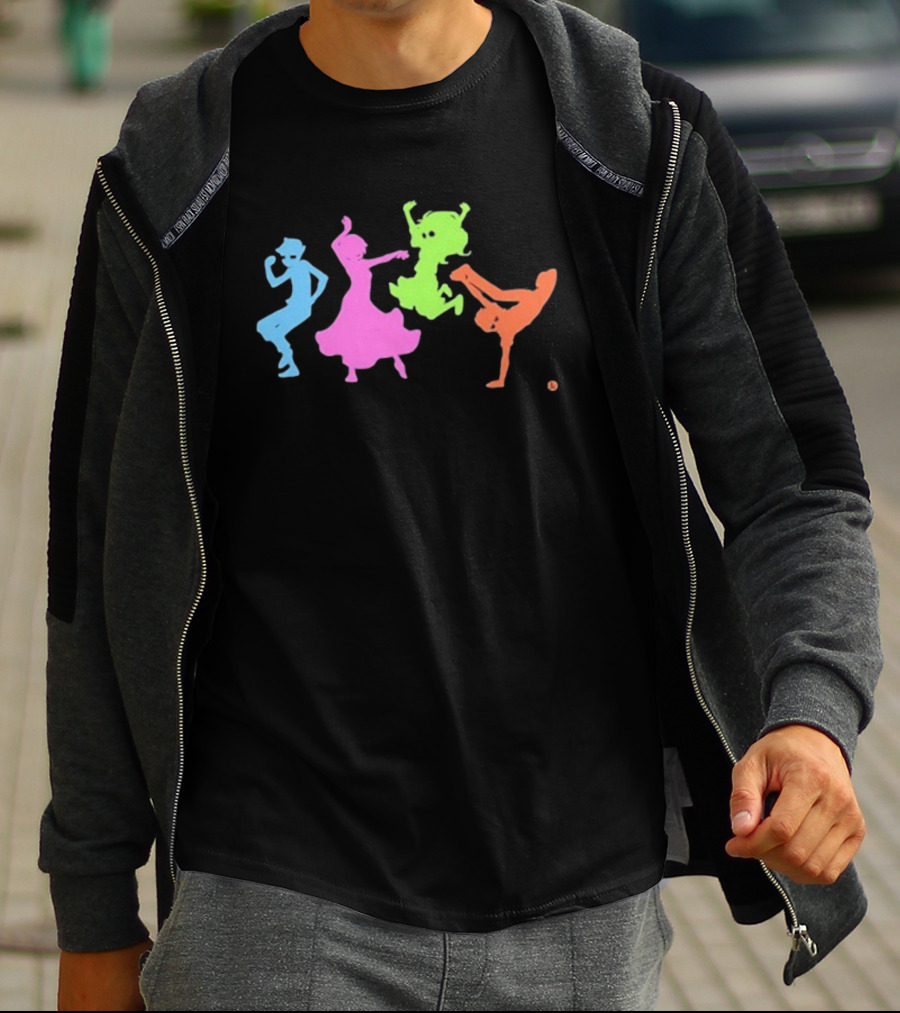 Topatoco Dance Neon Silhouettes Of Four Characters In Motion T-Shirt