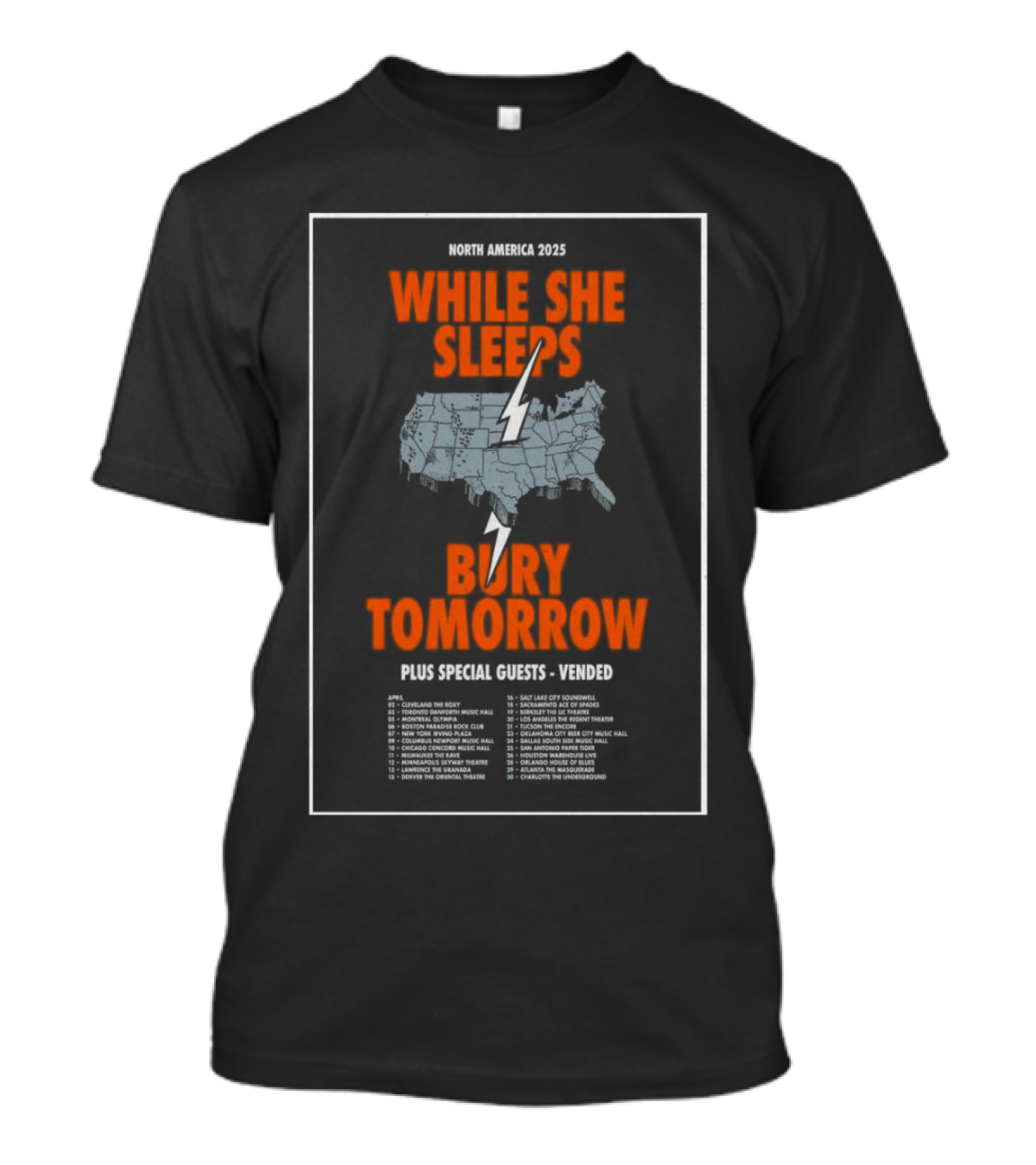 North America 2025 While She Sleeps Bury Tomorrow Plus Special Guests Vended T-Shirt