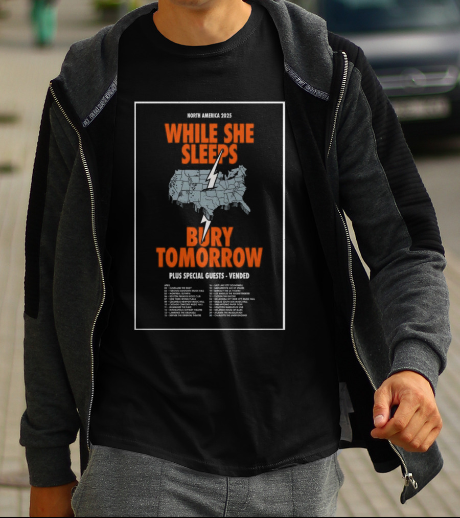 North America 2025 While She Sleeps Bury Tomorrow Plus Special Guests Vended T-Shirt
