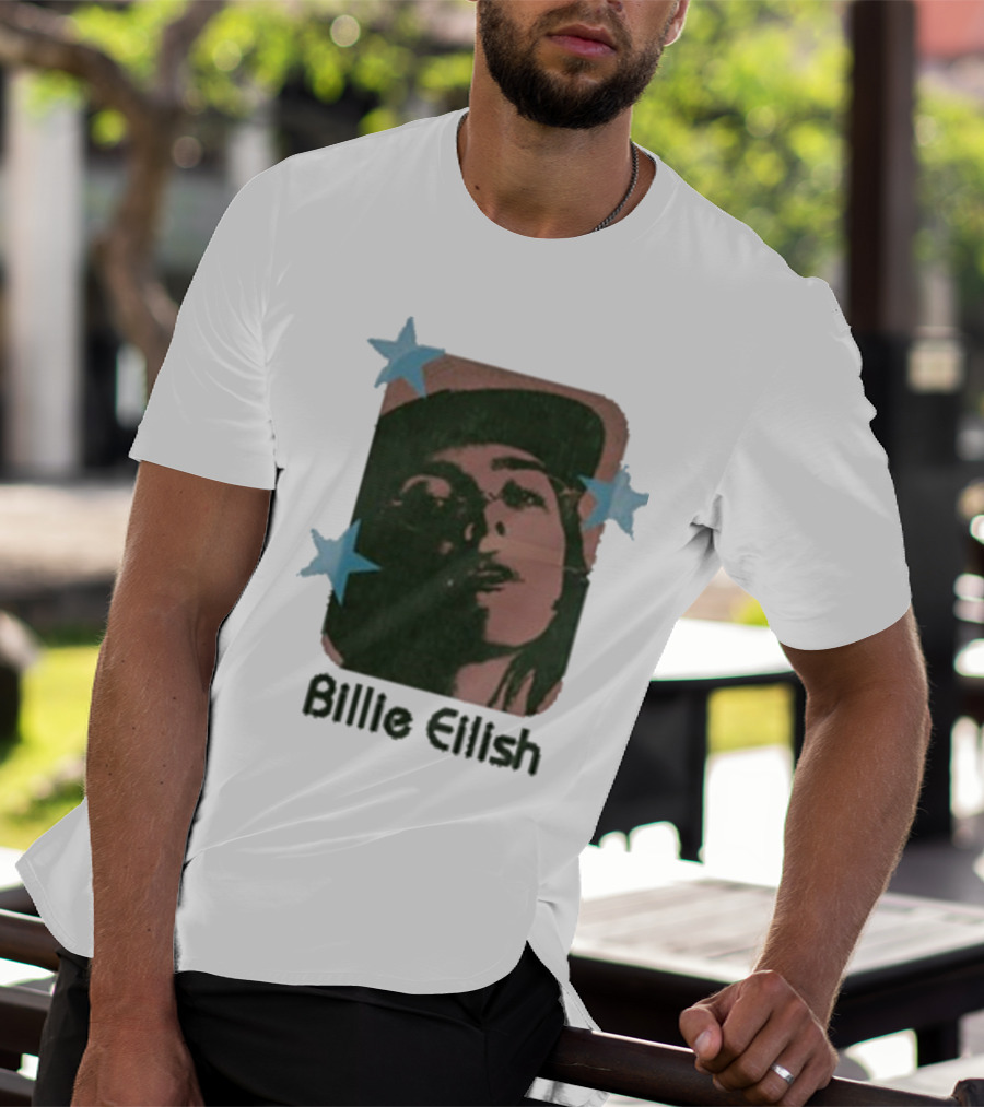 Billie Eilish Vintage Portrait With Stars T-Shirt
