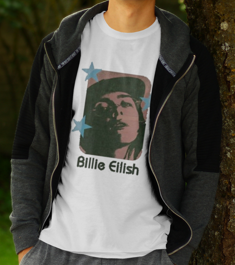 Billie Eilish Vintage Portrait With Stars T-Shirt