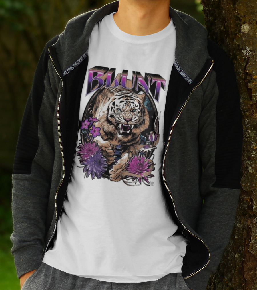 BLunt Fierce Tiger With Flowers T-Shirt