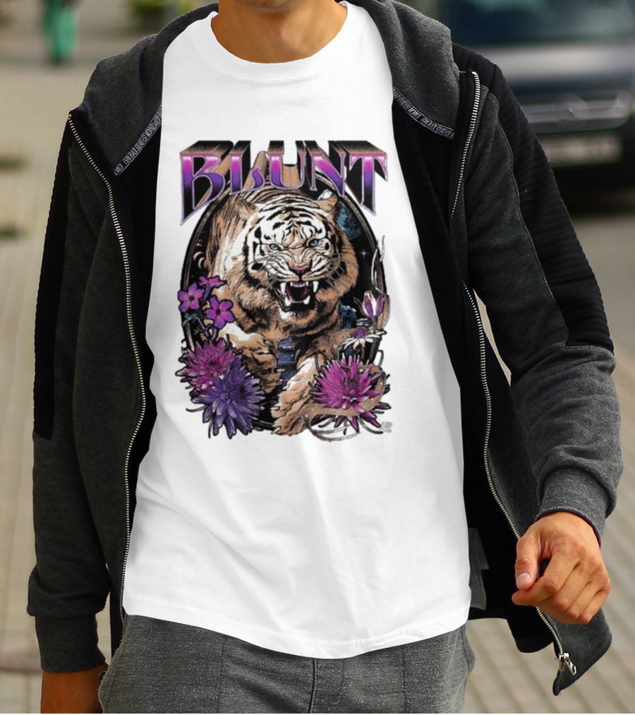 BLunt Fierce Tiger With Flowers T-Shirt