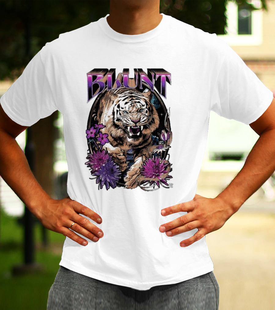 BLunt Fierce Tiger With Flowers T-Shirt