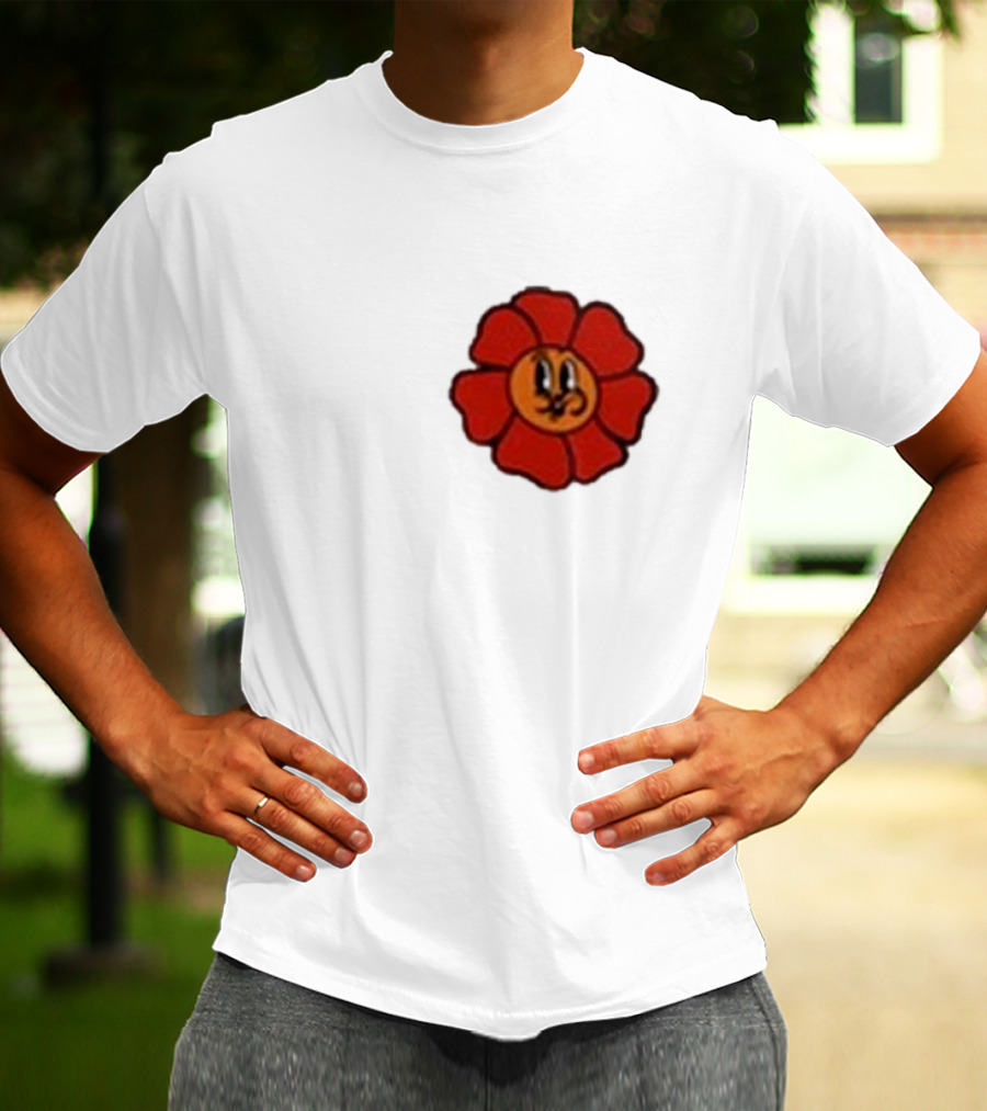 Ludwig Mogul Mogi Red Flower Cartoon Face T-Shirt