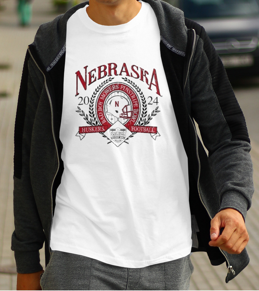 Nebraska Huskers Football Bad Boy Mowers Pinstripe Bowl T-Shirt