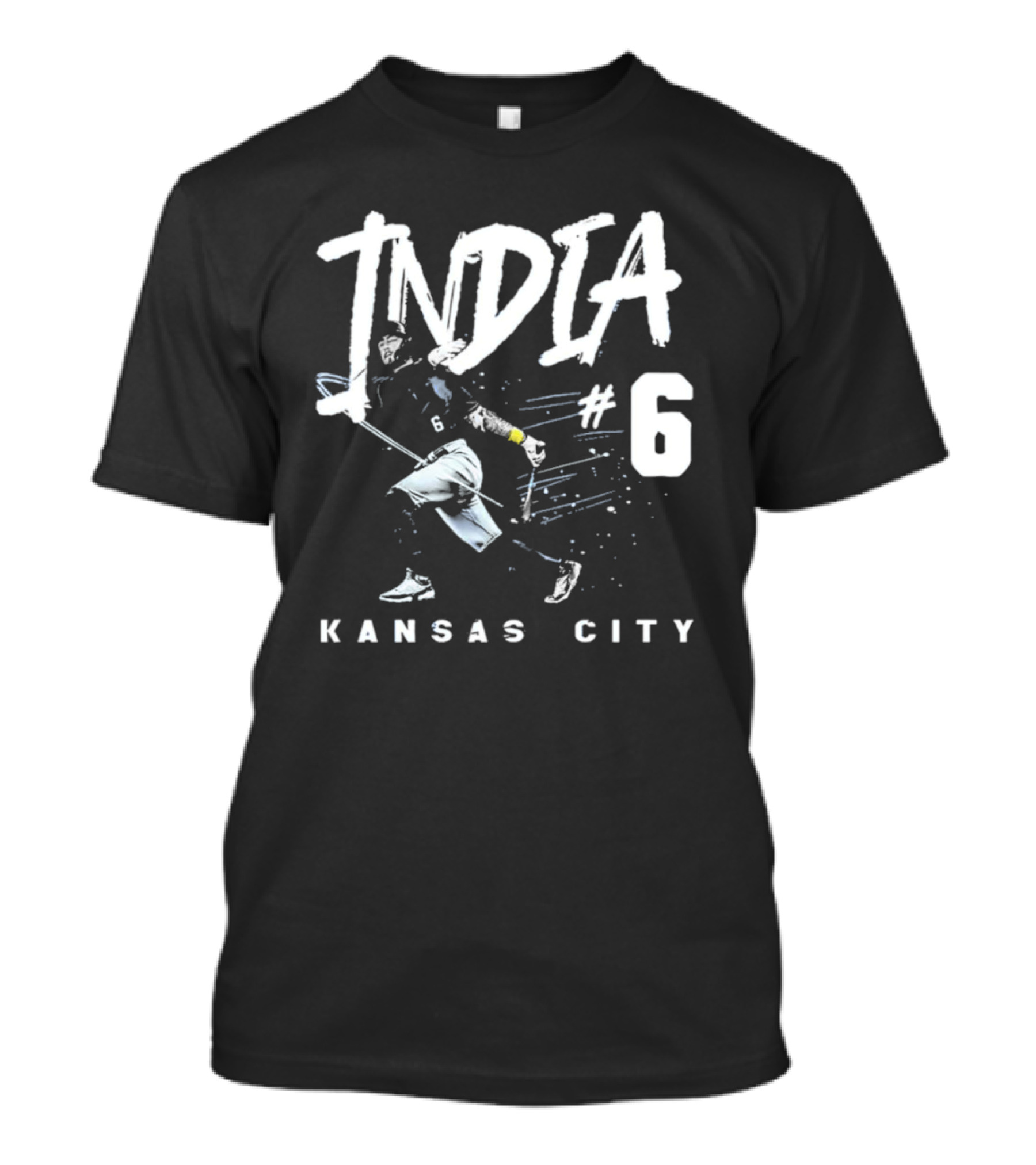Kansas City India #6 Baseball Player T-Shirt