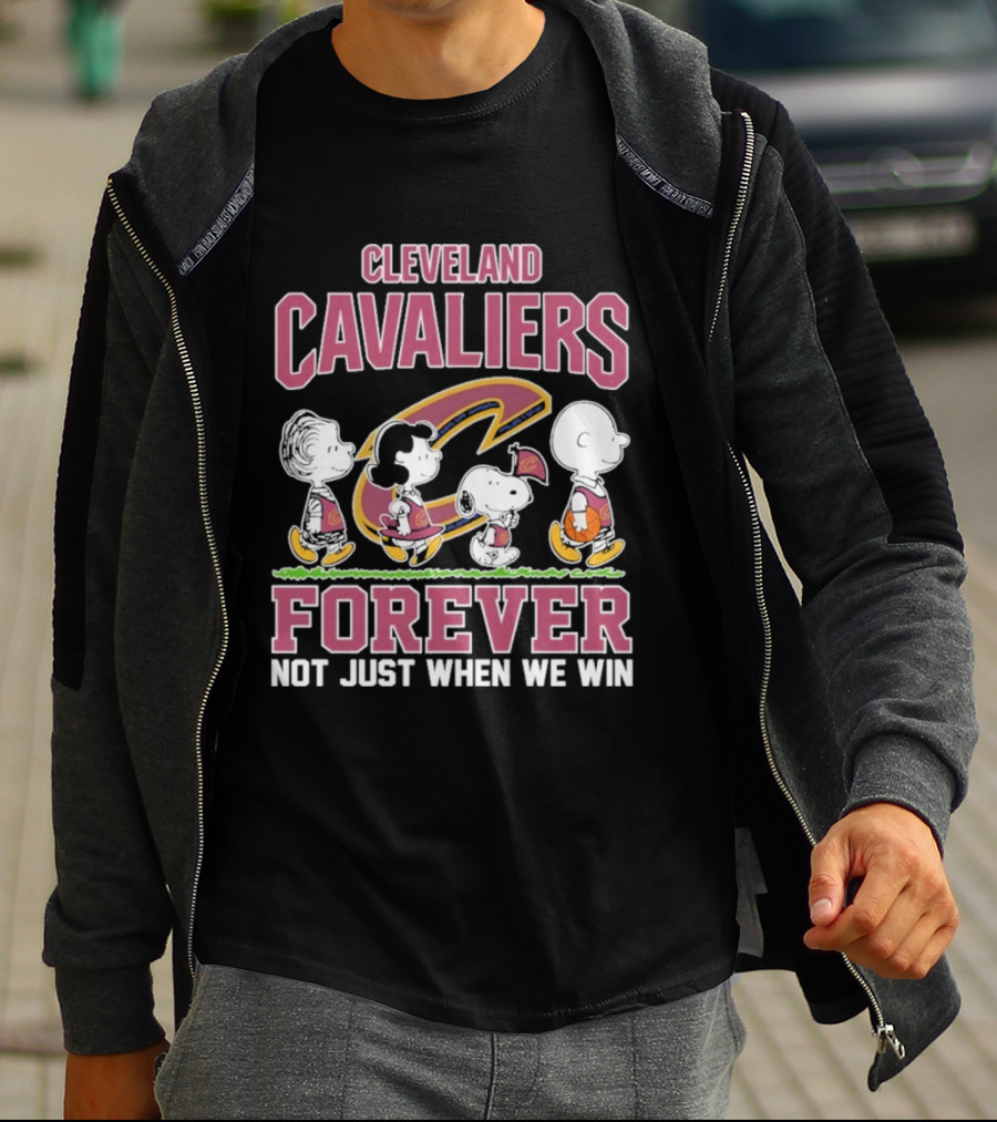 Cleveland Cavaliers Forever Not Just When We Win Peanuts Characters Walking Basketball Retro T-Shirt