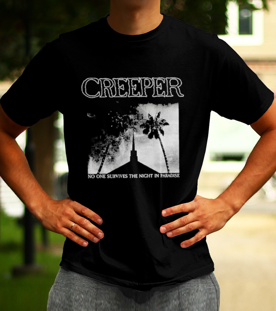 Creeper No One Survives The Night In Paradise Palm Trees And Church Spire Dark Aesthetic T-Shirt