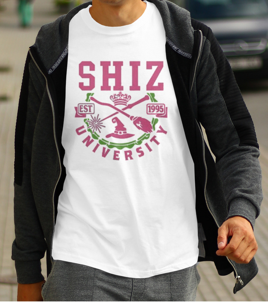 Shiz University Est 1995 Wicked Broom Wand Crown Hat Crest T-Shirt
