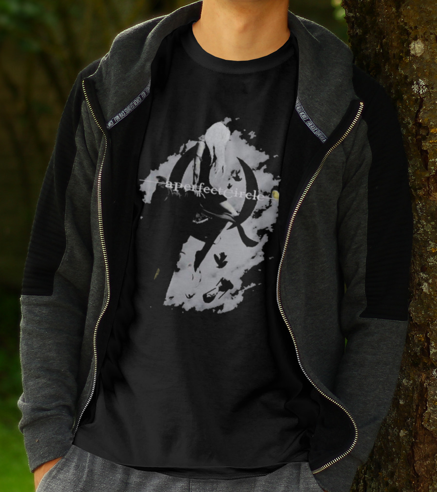 A Perfect Circle Grunge Style Angel Figure With Crescent T-Shirt