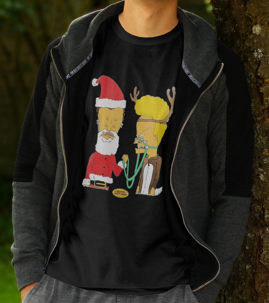 Beavis And Butt-head Santa And Reindeer Christmas T-Shirt
