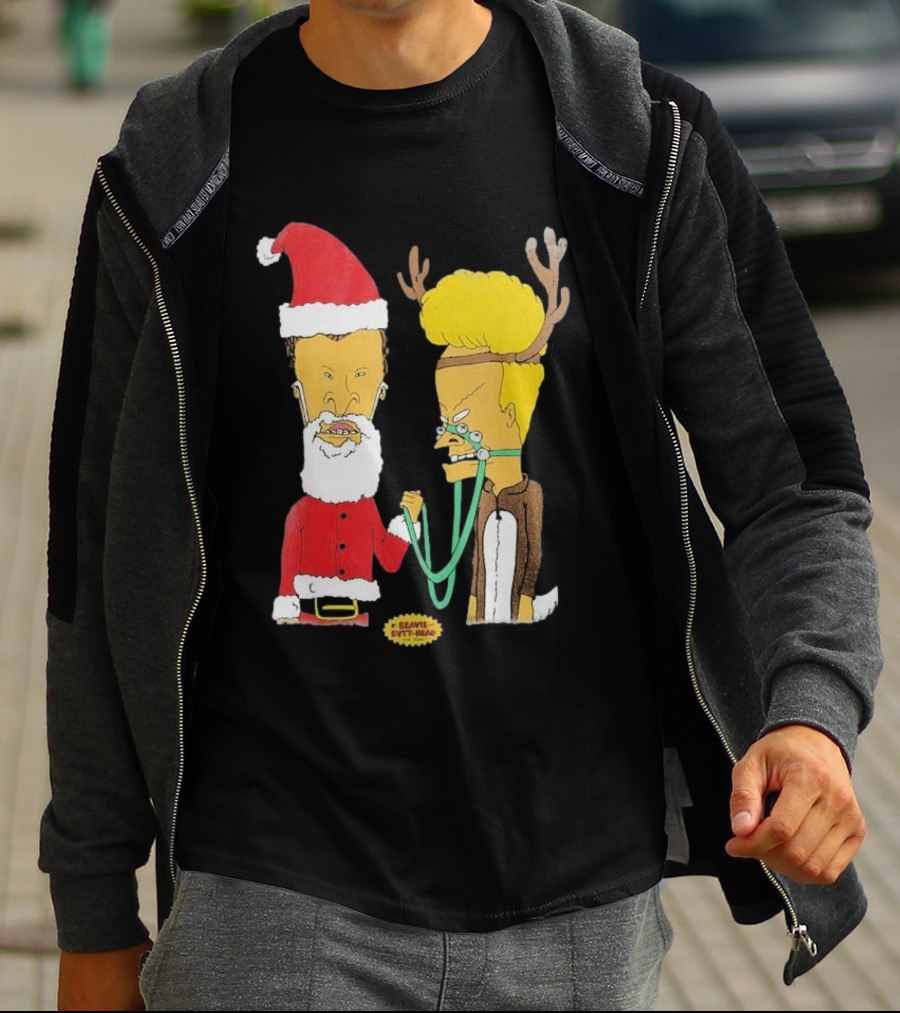Beavis And Butt-head Santa And Reindeer Christmas T-Shirt