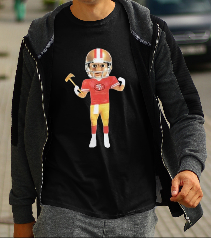 49Ers X Gorf Bobblehead Football Figure With Helmet And Pickaxe T-Shirt
