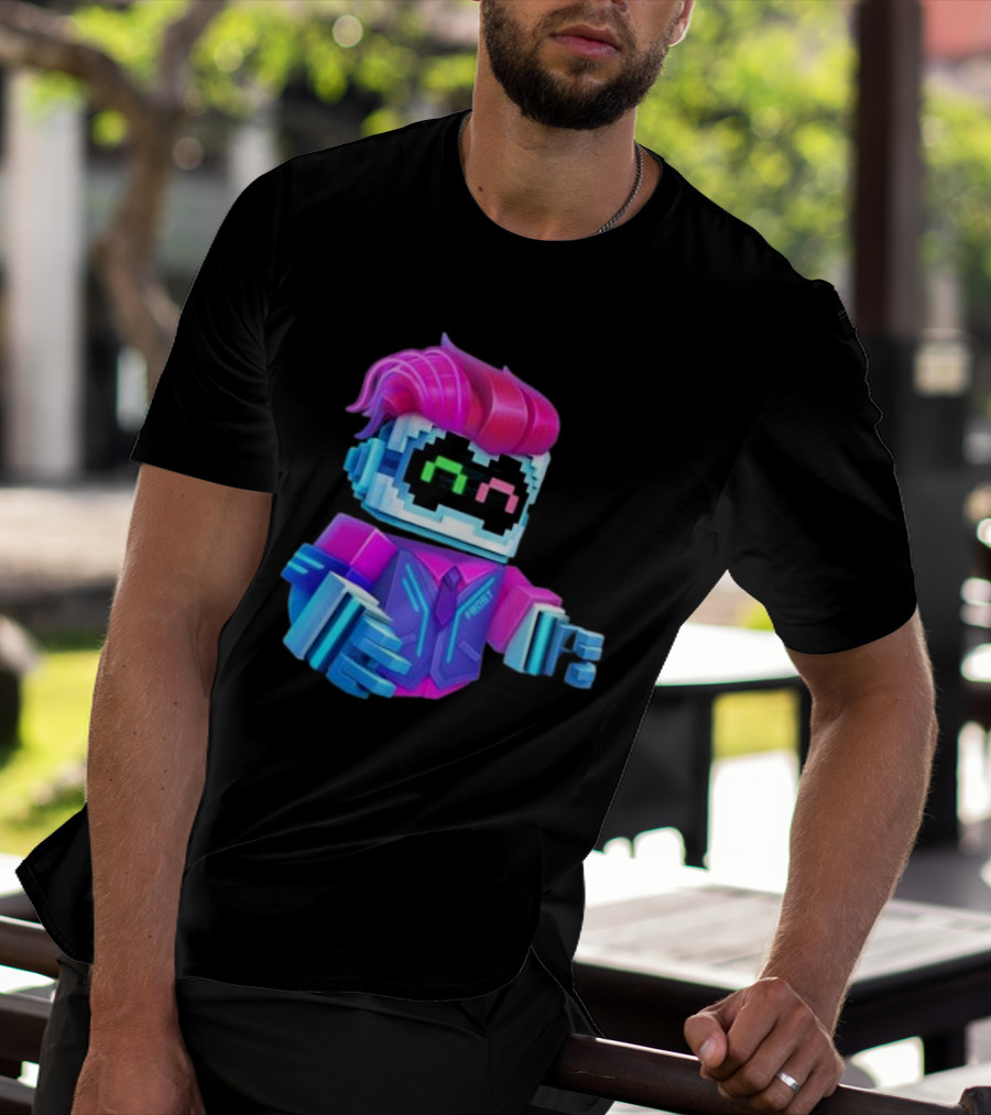 Cubic Games Cyber Robbie Pixelated Character Neon T-Shirt