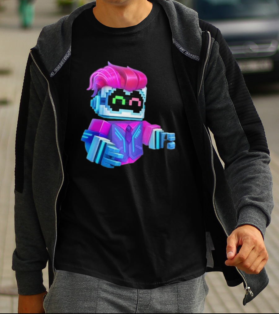Cubic Games Cyber Robbie Pixelated Character Neon T-Shirt